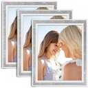 Fixwal 8x10 inches Picture Frames Set of 3, Table Top, Crystal Colored Trim, with Tempered Glass, for Wedding, Tabletop Display or Gift Picture Frame, with Horizontal or Vertical Placement
