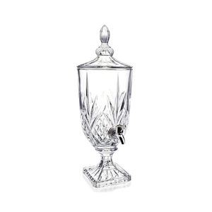 0.79 Glass Drink For Parties Glass Beverage Dispenser with Spigot for Party Bar Wedding Crystal Collection Dispenser Wide Mouth with Lid Iced Beverage Dispensers (0.79gal Agave Style)