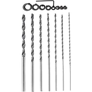 OSOF 7Pcs 12" Extra Long Wood Drill Bit 4/5/6/7/8/10/12mm 300mm Brad Point Wood Working Tool + 8Pcs Drill Stop Set for 1/8,3/16,1/4,5/16,3/8,7/16,1/2,5/8inch Diam Drill Depth Stop Collar Ring Bit