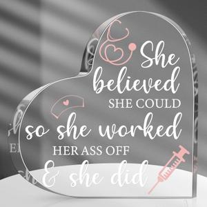 Yulejo Nurse Gifts for RN Christmas Women Gifts Nurses Week Decor Appreciation Gift Crystal Table Centerpieces Keepsakes Paperweight for Doctor School Decor (6 x 6 Inch)