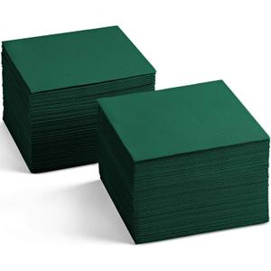 Linen-Feel Colored Cocktail Napkins - Decorative Cloth-Like GREEN Dessert And Beverage Napkins - Soft And Absorbent. For Restaurant, Bar, Cafe, Or Event. (Pack of 200) (5" x 5")