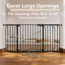 Cumbor 36.6-64" Extra Wide Baby Gate for Stairs, Dog Gates for Doorways, Auto-Close Pet Gate Indoor, Pressure Mounted Walk Through Safety Child Gate for Kids Toddler, Tall Pet Puppy Fence Gate, Black