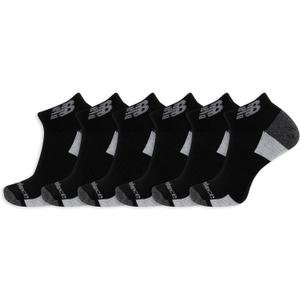 New Balance Unisex Performance Recycled Low Cut Socks (6-Pack) (Large, Black)