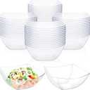 50 Pcs Square Plastic Serving Bowls 8 oz Disposable Small Clear Serving Bowl Party Candy Bar Containers Chip Snack Fruit Salad Bowl Taco Bar Serving Bows for Party Buffet