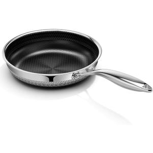 Innerwell 8 Inch Non Stick Pans, Titanium Ceramic Tri-Ply Stainless Steel Skillet Frying Pan Small Hybrid Nonstick Cooking Pan No Toxic Egg Frying Pan, Induction Compatible, PFAS/PFOA/PTFE Free