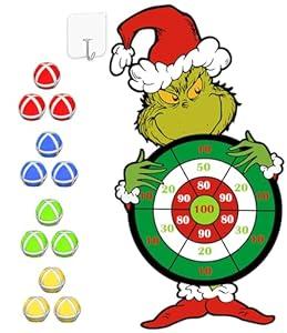 Christmas Games Gifts for Kids, Large Christmas Dart Board Game with 12 Sticky Balls, Indoor Outdoor Sport Multi-Player, Xmas Party Supplies Stocking Stuffers