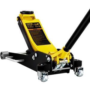 VEVOR 3 Ton Low Profile , Aluminum and Steel Racing Floor Jack with Dual Pistons Quick Lift Pump for Sport Utility Vehicle, Lifting Range 3-6/11"-19-11/16", yellow,black
