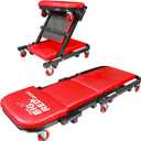 BIG RED ATW4015ZR Torin 40" Foldable Z-Creeper Seat2-in-1 Garage/Shop Creeper330 lbs CapacityLow Profile Creeper with 6 pcs Wheels for Auto RepairGarage and ShopLay Down or SitRed