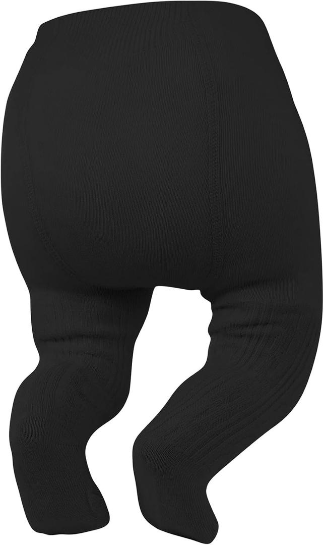 Zando Opaque Cotton Tights for Baby Girls, Infants & Toddlers, Cozy Winter Leggings with Cable Knit Design, Size 0-3M to 6-7T (Black)