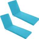 Chaise Lounge Cushions Outdoor Set of 2 - Waterproof and Fade Resistant Sun Lounger Replacement Cushions - Patio Lounger Pads with Removable Cover for Pool, Deck, Lawn, 72 x 21 x 3 Inch, Teal