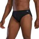 TYR Men's Durafast Elite Racer Brief Swimsuit (Black, M)
