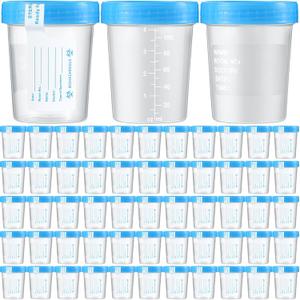 100 Pcs Urine Specimen Cups with Lids and Evident Seal Urine Sample Cups Collection Cup Disposable for Collection and Testing (Blue Lids)