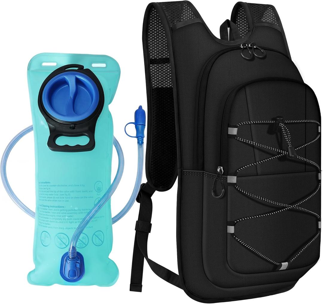 MIYCOO Hydration Backpack - Lightweight Hiking Water Backpack with 2L Water Bladder, Running Hydration Vest Backpack for Men Women, Hydration Pack for Hiking, Cycling, Climbing (10L, Black)