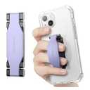 SURITCH Phone Grip Strap Finger Loop Holder for Back of Phone, 2-in-1 Soft Silicone Gripper Kickstand for iPhone Samsung and Most Cell Phone Cases, 3.15" 
Purple
 (Short)