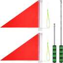 BESPORTBLE 2Pack Telescopic Handheld Flag Pole, 47" Retractable Horse Training Stick with Red Triangle Flags, Portable Sponge Grip Pointer for Tour Guides, Teachers, Camping & Team Leaders