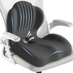 Seat Cushion for Office Chair and Car, L-Shaped Ergonomic Seat Cushions,Memory Foam Orthopedic Cushion with Coccyx Hollow,Lumbar Support & Tailbone Pain Relief for Car, Truck, Home,Gaming Chair,Gray
