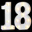 Treela 8.7'' Birthday Decorative LED Light up Numbers, Glitter Marquee Number Sign for Night Birthday Party Decorations Anniversary Bar LED Sign Backdrop Wall Table Centerpieces(18th,White)
