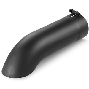 LCGP 4 Inch Inlet Turn Down Bolt On Exhaust Tip, Standard 4 Inch Inside Diameter Turndown Exhaust Tailpipe Tip, Black Powder Coated Stainless Steel, 15 Inch Length