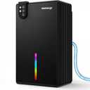 98 OZ Small Dehumidifier for Home 1000 Sq Ft, Quiet Dehumidifier with Drain Hose, Auto Shut-Off, Sleep Mode, 7-Color Light for Basement, Bedroom, Bathroom, Closet, RV (Pure Black)