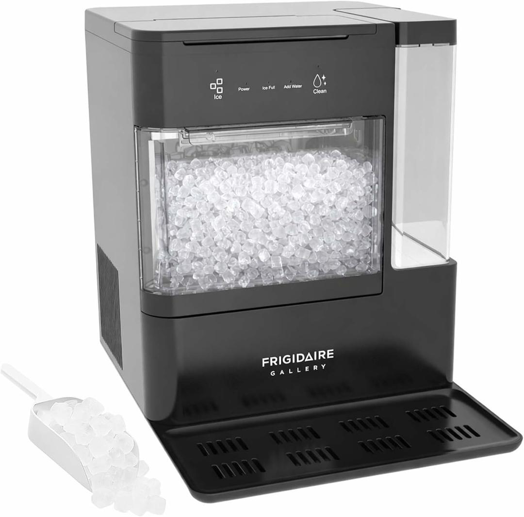 FRIGIDAIRE Nugget Ice Maker with Removable Tank, 38lb Daily Ice Production, 2.6 lb Ice Bin, Countertop Ice Maker with Pull-Out Ice Drawer, Electronic Controls, Ice Scoop & Drip Tray