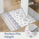 SERISSA 2x3 Rugs for Entryway, Washable Non-Slip Grey Blue Small Area Rug, Soft Low-Pile Boho Geometric Indoor Entry Rug Door Mat Indoor Entrance Front Door Carpet for Bathroom Kitchen Bedroom