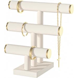 Julysky Bracelet Holder Stand, Bracelet Display with 3 Tier,Jewelry Organizer Stand for Necklaces Bangles and Watches (Beige)