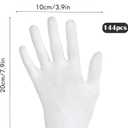 144pcs White Cotton Gloves for Dry Hands Sleeping, Breathable, Moisturizing Gloves White Cotton Glove Women for Dry Hand Moisturizing Cosmetic Eczema Hand Spa and Jewelry Inspection Serving-L