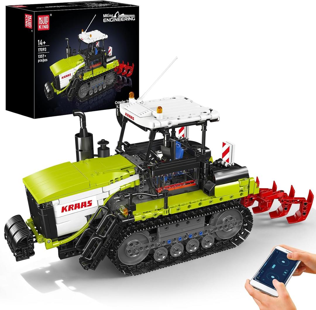 Mould King 17093 Crawler Tractor Technique Building Set, App-Controlled/RC Farm Truck Construction Vehicle Toys, DIY Engineering STEM Model Kit, Gifts Idea for Age 14+/Adult-1357 Piece