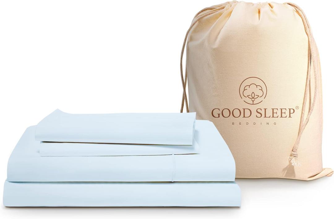 Good Sleep Bedding Queen Sheet Set 1000 Thread Count - 100% Egyptian Cotton Sheets Queen Size Set, 4 Pc Sheets Queen Size Bed Set, Sateen Weave, Soft Queen Size Sheets Deep Pocket 16" - Light Blue Good Sleep Bedding Queen Sheet Set 1000 Thread Count - 100% Egyptian Cotton Sheets Queen Size Set, 4 Pc Sheets Queen Size Bed Set, Sateen Weave, Soft Queen Size Sheets Deep Pocket 16" - Light Blue