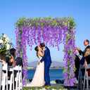 Sggvecsy 6Pcs Wisteria Garland Artificial Flowers Garland Fake Hanging Wisteria Vines Rattan Silk Hanging Flower Vines for Home Garden Outdoor Wedding Arch Party Ceremony Total 35.4Ft (Purple)