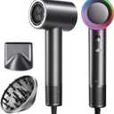 High-Speed Hair Dryer, 160,000 RPM Brushless Motor for Ultra-Fast Drying,500M Ionic Negative for Frizz Reduce, Low Noise Thermo-Control Blow Dryer with Diffuser for Curly Hair Women and Men,Grey