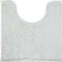 Chenille Bath Mat, Toilet Rugs U Shaped, Soft Plush Bath Bathroom Rug, Absorbent Shaggy Bathroom Contour Rug White 19.7"x15.7