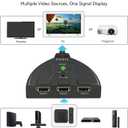HDMI Switch, GANA 4K HDMI Splitter 3 in 1 Out, 3-Port Switcher Selector with Pigtail HDMI Cable,Supports Full HD 4K 30Hz 1080P 3D Player, Compatible with PS4/3, Xbox, Fire Stick, Roku, PC,TV