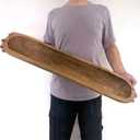 Wooden Dough Bowls DecorativeRustic Bread Long Bowls Decor Wood Tray, Hand Carved for Table Centerpiece Decor, Home Decor(30 * 6 * 2 inch Brown)