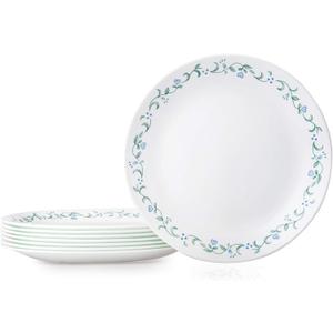 Corelle Vitrelle 10.25" Dinner Plates Set, Triple Layer Glass and Chip Resistant, Lightweight Round Plates, 8-Piece Country Cottage