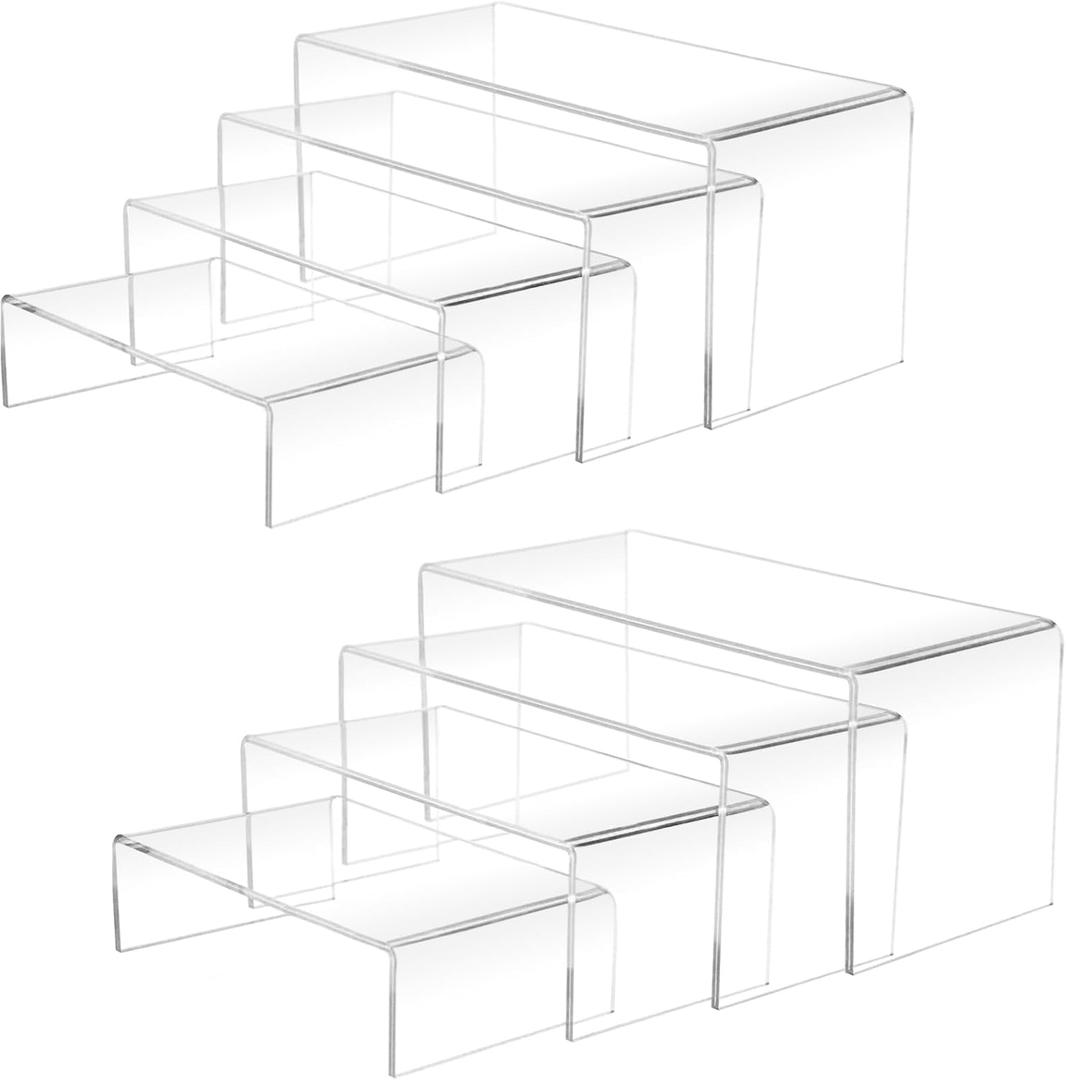 8 Pcs Acrylic Display Risers(8.5",8",7.5",7") ,Clear Product Stand,Cupcakes Holder Dessert Display Transparent Showcase Stands, Candy Bar Risers, Acrylic Lifts Display for Figures