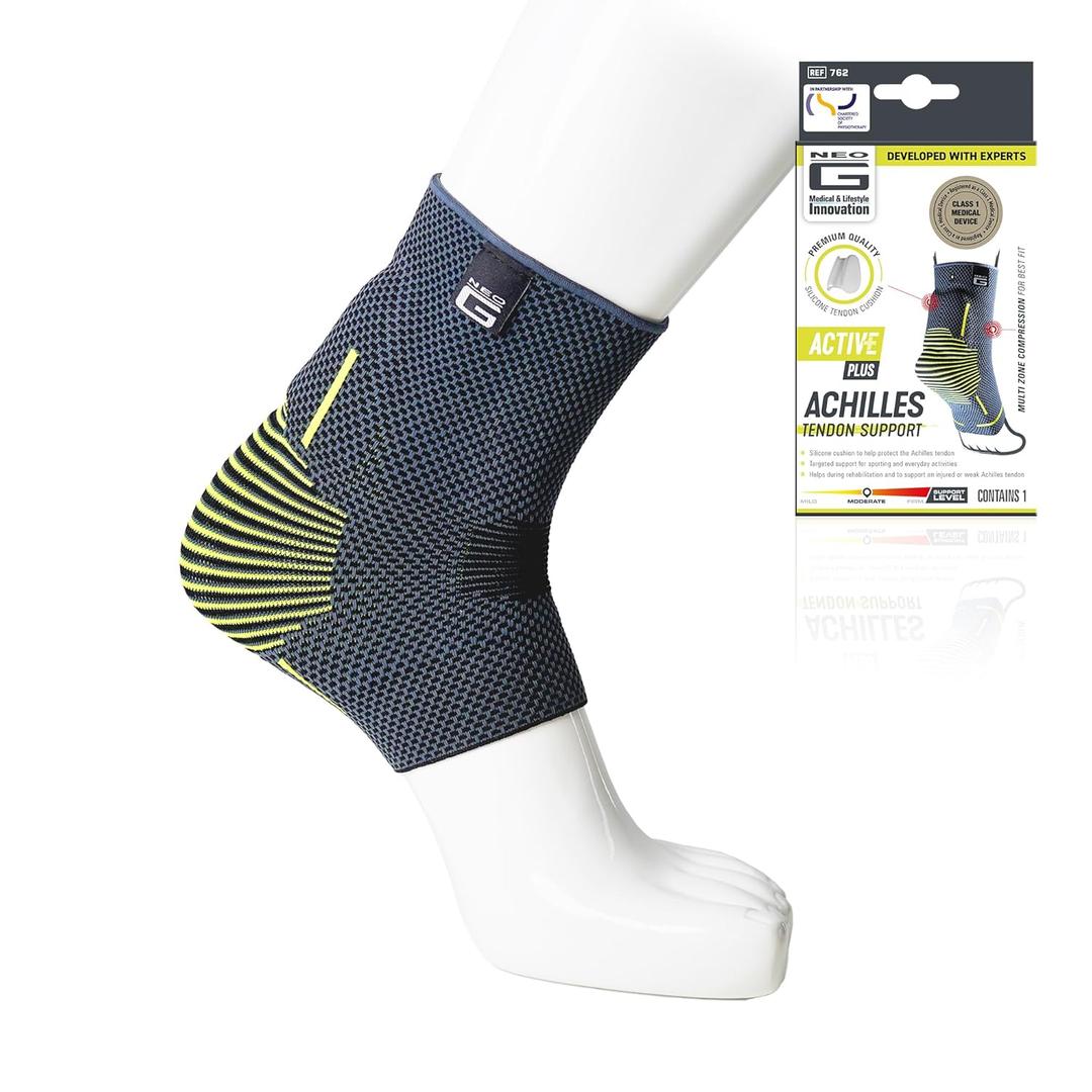 Neo-G Achilles Tendon Support With Silicone Tendon Cushion - Achilles Tendonitis Brace Ankle Support For Men And Women  Targeted Ankle Compression Sleeve - Breathable - Active Plus (Medium)