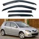 KPY Window Visor Compatible with Mazda 3 Hatchback 2004-2009, 4PC Rain Guard Side Window Vent Deflectors Tape-On Mugen Style, 2004 2005 2006 2007 2008 2009 (04-09 Mazda 3 Hatchback)
