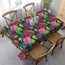 Tropical Tablecloth Rectangle Table Cloth Washable Table Cover for Decoration Kitchen Dining Room 60x90 Inch (White13)