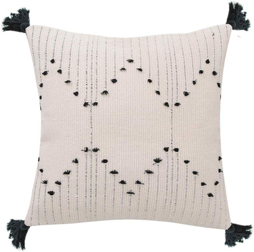 Soft Decorative Knitted Throw Pillow Cover with Tassels, Perfect for Couch Sofa Bedroom Living Room, Cute Pillow Case Sham 18x18 Inch