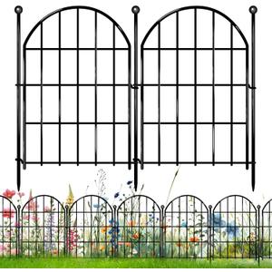 26 Pack Decorative Garden Fence, 17in X 28ft Arched No Dig Fence Border, Garden Edging Border, Rustproof Metal Animal Barrier with Ground Stake for Dog, Rabbit, Outdoor Yard Patio Decor (26 Panels, 17in X 28ft, Black)