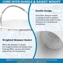 New Heavy Duty 8" Pool Skimmer Basket for Inground Pools | Compatible with Pentair 85014500 & S200 Pool Skimmers | Built-in Weighting | 316 Stainless Steel Handle & Rubber Grip, White