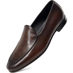 GIFENNSE Men's Dress Shoes Slip-On Loafers Leather Formal Shoes 13 Dark Brown