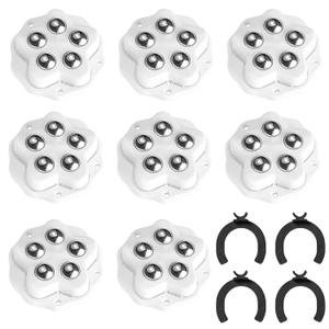8Pcs Self Adhesive Caster Wheels Stainless Steel 360 Swivel Low Profile Rollers with Brake Pads,for Furniture, Kitchen, Storage Bins & Mop Bucket (White-8pcs)