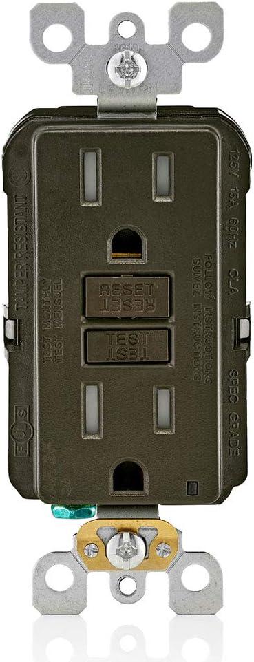 Leviton Dual-Function AFCI/GFCI Outlet, 15 Amp, Self Test, Tamper-Resistant with LED Indicator Light, Protection from Both Electrical Shock and Electrical Fires in One Device, AGTR1, Brown