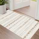 Nakagishi 2X4 Rug Washable Area Rug: Small Soft Boho Farmhouse Neutral Moroccan Non Slip Indoor Low Pile Accent Floor Throw Carpet for Bedroom Bathroom Entryway Kitchen Hallway Closet Home Door-Brown