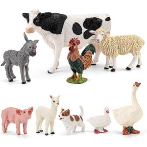 9PCS Realistic Farm Animal Toys for Toddlers, Educational Learning Plastic Farm Toy Animal Figure Set Playset Including Cow Sheep Pig Dog Figurines for Kid Valentine's Day Gifts for Kids