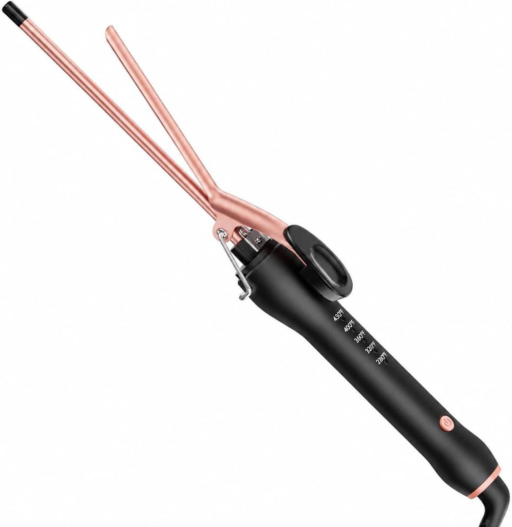 3/8 Inch Small Curling Iron Wand for Short & Long Hair, 9mm Ceramic Small Barrel Curling Iron for Tight Curls Skinny Curling Wand with 5 Adjustable Temps, Heat Resistant Glove Included