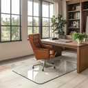 Office Chair Mat for Carpet & Hardwood, Upgraded 32" x 48" Dual Use Tempered Glass Chair Mat for Chair and Footrest Under Desk (Nature)