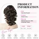 REECHO 12" Ponytail Extension, Classic Loose Curly Wavy Claw Clip Pony tails Hair Extensions Hairpieces for Women (Dark Brown with Highlights)